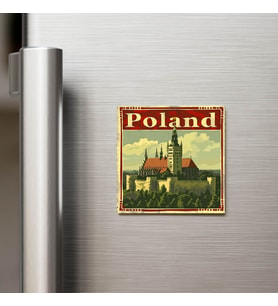 Polonya Poland - Posta Pulu Temalı Ülke - Baskılı Buzdolap Magneti Kare - 9x9 cm