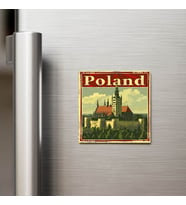 Polonya Poland - Posta Pulu Temalı Ülke - Baskılı Buzdolap Magneti Kare - 9x9 cm
