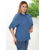 %100 Cotton Büyük Beden Kadın Müslin Kumaş Gömlek
