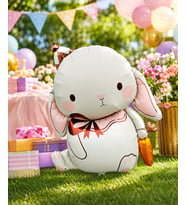 Krem Tavşan Havuçlu Şapkalı Folyo Balon 42x72 CM Parti Dekorasyon Süsü