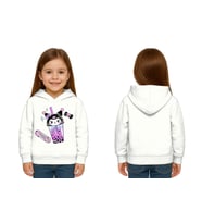Unisex Baskılı Çocuk Swaetshirt Kapüşonlu 3 İplik Şardonlu Kuromi baskılı (Beyaz)