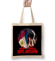 50% Filipino 50% American %100 Awesome Immigrant Bez Çanta Uzun Saplı