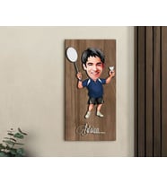 BK Gift Kişiye Özel Badminton Karikatürlü Kabartma Figürlü Ahşap Tablo-1, Arkadaşa Hediye, Sevgiliye Hediye, Duvar Dekoru
