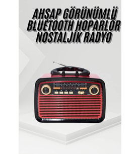 Nostalji Radyo Bluetooth Hoparlör USB-SD Kart Giriş Led Fener Işıklı Bataryalı Pilli