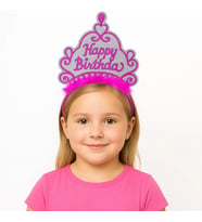 Pembe Happy Birthday Prenses Tacı – Doğum Günü Taç Aksesuarı