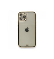 Newface Apple iPhone 12 Pro Kılıf Liva Taşlı Silikon - Siyah