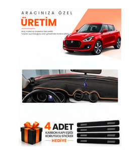 SUZUKI SWİFT (2017-2020) Uyumlu Torpido Koruma Örtüsü Oto Kılıfı - Siyah Kahverengi