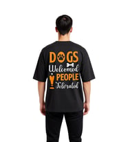 Köpekler Hoşgeldiniz Vintage Stil Baskılı Erkek Oversize Tişört