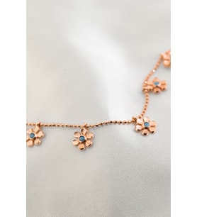 Kadın Rose Gold Papatya Figürlü Kolye 925 Ayar