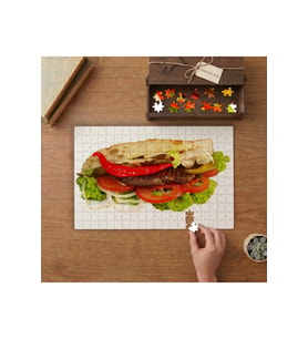 Lezzetli Sandviç Tasarımı 240 parça Ahşap Puzzle Ahşap Kutuda MP01697