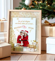 Altın Yılbaşı Temalı Kişiye Özel Noel Baba Kostümlü Çocukluk Birleştirme Tablosu, Yılbaşı Hediyesi (Ahşap)