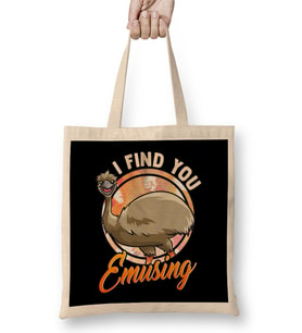Cute & Funny I Find You Emusing Amusing Emu Pun Bez Çanta Uzun Saplı