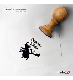 Cadı Kedi Kişiye Özel Kitap Damgası Kitap Mührü Kaşe Kitap Mühür Özel Damga 398