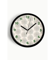 Mandala Tarzı Çiçek Çizimi Modern Duvar Saati - 25cm - Önü Camlı Siyah Kasa - Sessiz Mekanizma