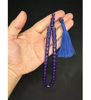 SEVGİLİYE ÖZEL HEDİYE ATEŞ KEHRİBAR TESBİH LACİVERT RENK KAPSÜL KESİM 11MMX9MM H-1599. (Çok Renkli)