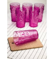 Akrilik Pembe 6'lı Uzun Bardak & Su Meşrubat Bardağı 750 ml ( Büyük Boy & Cam Değildir )