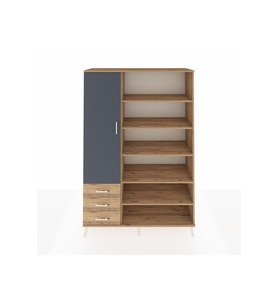 Hyperion Dolap 9 Raflı 3 Çekmeceli 3 Kapaklı 132x44x195 Çam-Antrasit/Çam