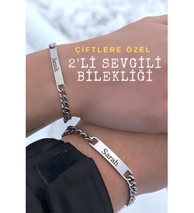 Sevgili Çift Bilekliği Kişiye Özel Paslanmaz Çelik Bileklik 2 Adet