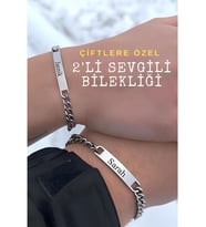 Sevgili Çift Bilekliği Kişiye Özel Paslanmaz Çelik Bileklik 2 Adet