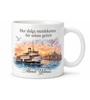Memleket Vapuru Temalı Baskılı Kupa Bardak Nostaljik Hediye Porselen Mug