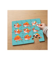 Turuncu Sevimli Balıklar Tasarımlı 24 Parça Ahşap Çocuk Puzzle