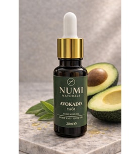 NUMI Naturals Avokado Yağı 20 ml – Soğuk Sıkım Saf Avokado Yağı – Cilt, Saç ve Bakım Yağı