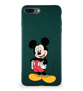 Apple iPhone 7 Plus Soft Premier Kapak Mickey Mouse-E Tasarımlı Silikon Kılıf - Yeşil (Şeffaf)