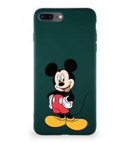 Apple iPhone 7 Plus Soft Premier Kapak Mickey Mouse-E Tasarımlı Silikon Kılıf - Yeşil (Şeffaf)