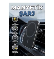 15W MagSafe Uyumlu Manyetik Kablosuz Araç Şarj Standı Güçlü Mıknatıslı Telefon Tutucu