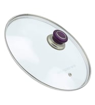 Tencere Tava Cam Kapak 18 cm ve Mor Tutma Tepe (Beyaz)