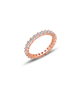 Söğütlü Silver Gümüş rose pırlanta modeli su yolu tamtur yüzük