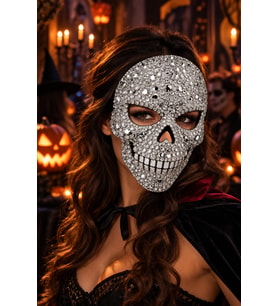 Taşlı Lüks Kurukafa Maskesi Halloween Cadılar Bayramı Parti Kostüm Eğlence Etkinlik Aksesuarı