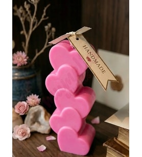 Mumelia Candles Kalp Kalbe Form - Doğal Soya Dekoratif Mum - Pembe
