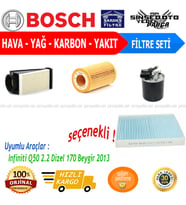 Bosch Filtre Bakım Seti Infiniti Q50 2.2 Dizel 170 Beygir 2013 Hava + Yağ F + Yakıt F. + Polen Blue Print