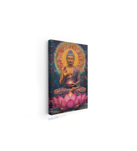 Dikey Kanvas Tablo Salon Duvar Tablosu Lotus Buddha Yeni Ev Hediyesi Ofis Tablosu