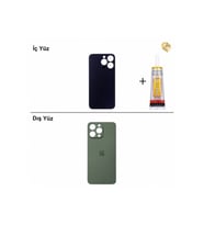 iPhone 13 Pro Yeşil Arka Kapak Arka Cam Batarya Kapağı Lazer Kesim Kapak Pil Kapağı + B-7000 Yapıştırıcı