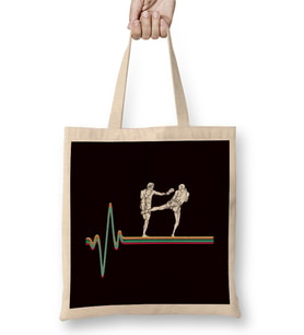 Retro Heartbeat Kickboxer Vintage Kickboxing Fighter Sports Bez Çanta Uzun Saplı