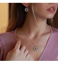 Renkli Zirkon Taşlı Yıldız Rose Gold Kaplama Gümüş Set