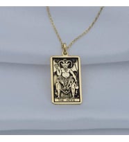 24 Ayar Has Altın Kaplama  Tarot (The Devil) Şeytan Gümüş Kolye