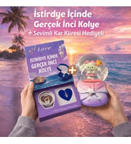 İstiridye İnci kolye & mini kar küresi hediyeli sürpriz kutu
