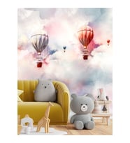 Dreamwall Uçan Balonlar Desenli Isı Ve Ses Yalıtımlı Tekstil Duvar Kağıdı (Çok Renkli)