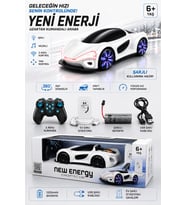 Uzaktan Kumandalı Şarj İstasyonlu Araba 2.4GHz Şarjlı Oyuncak Spor Araba Işıklı Müzikli Beyaz