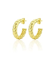925 Ayar Gümüş küpe Üzeri Altın Kaplama Burgu Modeli Yarım Halka Küpe SGTL13199GOLD