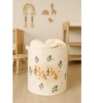 Baby Yazı Baskılı Büzgüsüz Çok Amaçlı Oyuncak Saklama Kirli Çamaşır Katlanır Düzenleyici Sepet 37x40 (Standart)