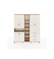 Arges Gardrop 13 Raflı 3 Çekmeceli 6 Kapaklı 220x30x243 Çam-Aytaşı