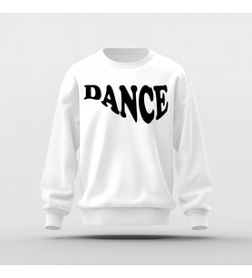 Dance Tasarım Baskı Basic Sweatshirt (Beyaz)