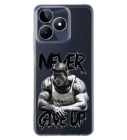 Realme C53 Uyumlu Arnold Fitness Never Give Up Desenli Şeffaf Telefon Kılıfı