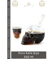 #CamŞişe Crystal Head Tasarım Dekoratif El Yapımı Cam Modern Gotik Şık Kuru Kafa Şişe 550 Ml