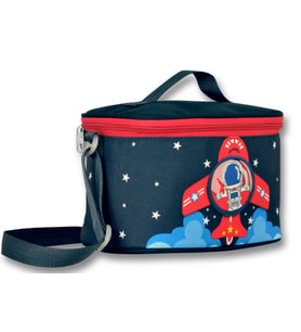 Ümit Çanta Cennec Erkek Çocuk Lacivert-Kırmızı Astronot Baskılı Thermo Beslenme Çantası (Çok Renkli)