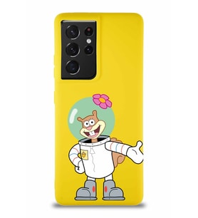 Samsung Galaxy S21 Ultra Soft Premier Kapak Sandy Tasarımlı Silikon Kılıf - Sarı (Şeffaf)